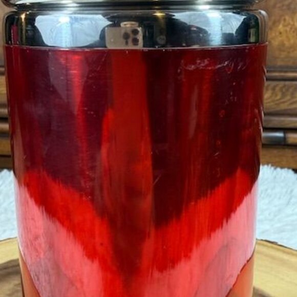 Vintage Casa Moda Red Stainless Steel Lucite Martini Shaker w/ Nonslip Bottom - Picture 6 of 9